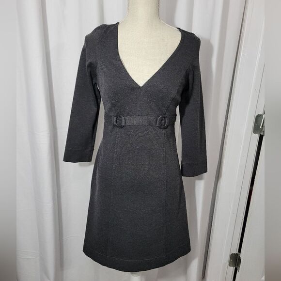 Max studio 3/4  gray knit button accent dress - Picture 4 of 9